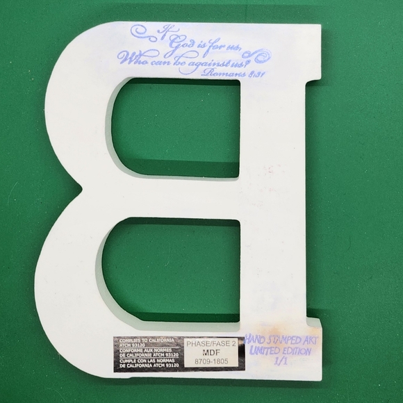 Hand Stamped Wooden Letter B - Picture 6 of 7